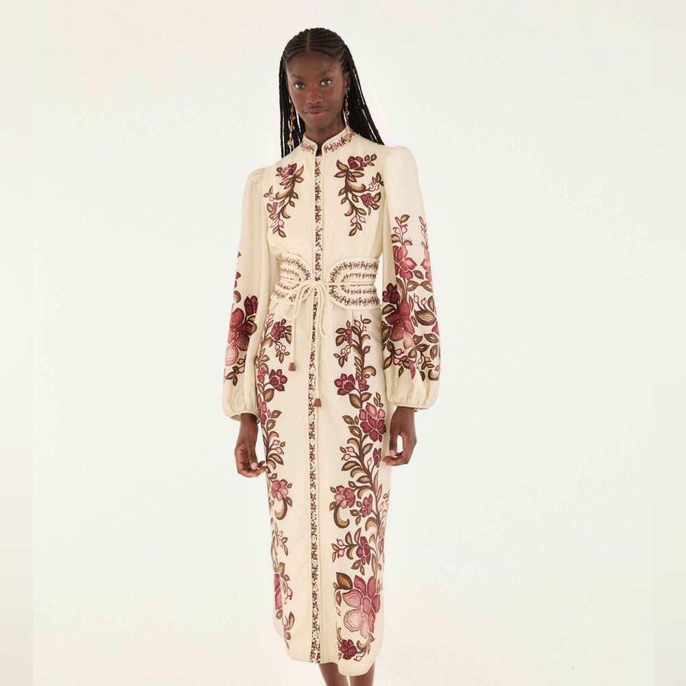Farm Rio: Sand Renata Floral Long Sleeve
Midi Dress - Picture 11 of 16